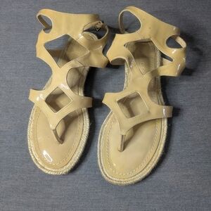 Jimmy Choo Tan Patent Leather Sandals